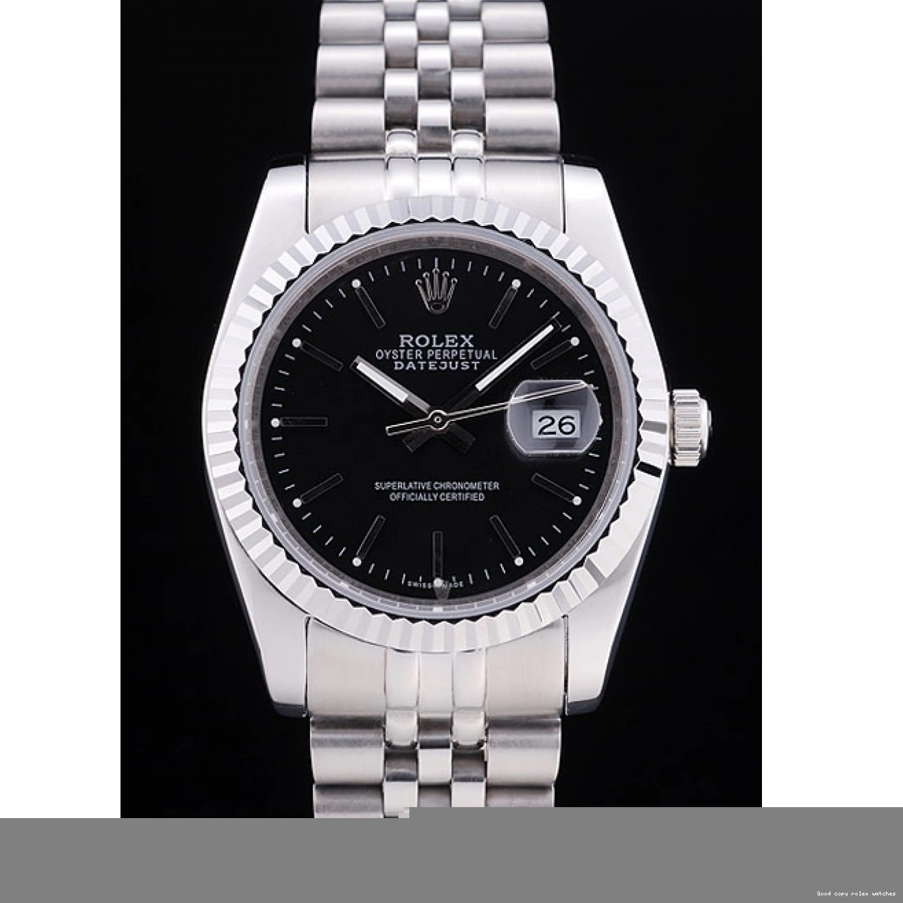 Good copy rolex watches Dial 7456 Datejust Ribbed Rolex Diamonds Black Bezel 0507